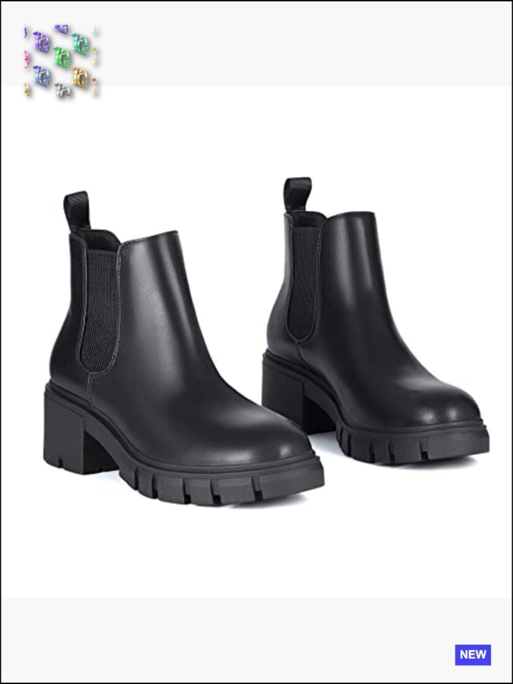 Chunky Chelsea Boots Lug Sole Slip On Elastic Ankle Booties Y2K - Picture 5 of 7